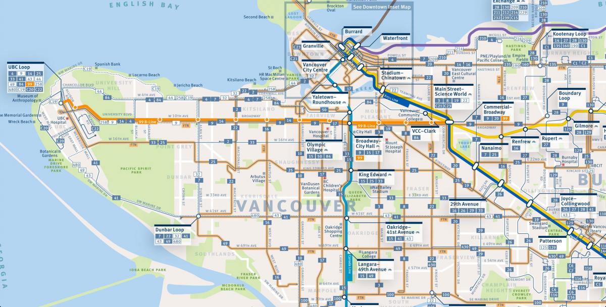 نقشه مسیرهای اتوبوس ونکوور
