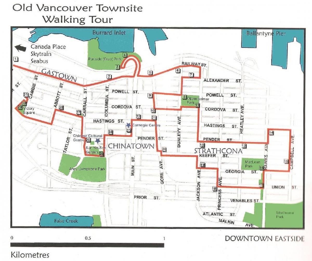 ونکوور تور پیاده روی نقشه