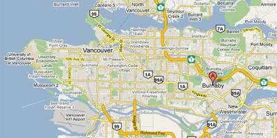 نقشه از برنابی ونکوور