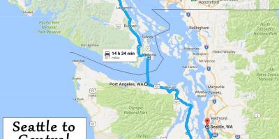 جزیره ونکوور نقشه فواصل رانندگی