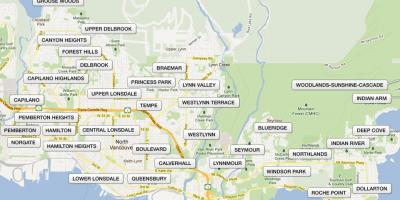 نقشه از شمال ونکوور محلات