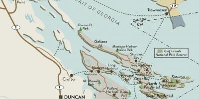 نقشه از جزیره ونکوور و جزایر خلیج فارس