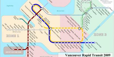 نقشه از فرودگاه ونکوور قطار