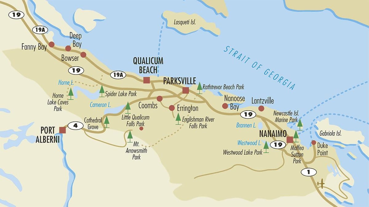 نقشه parksville جزیره ونکوور