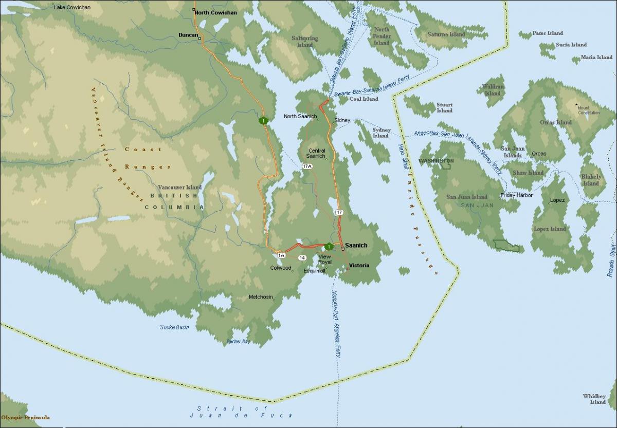 نقشه saanich جزیره ونکوور