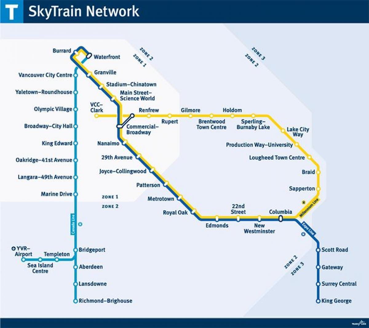 کانادا skytrain نقشه