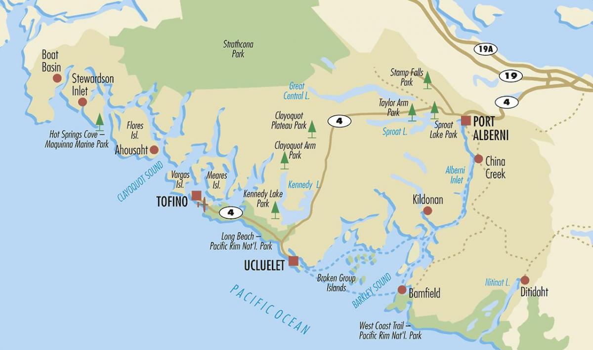 نقشه ucluelet جزیره ونکوور