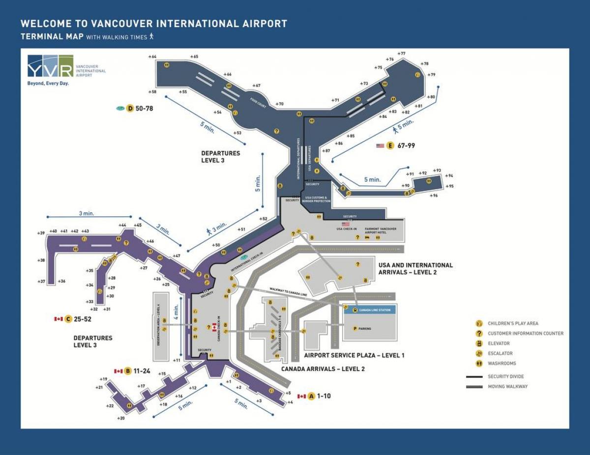 ونکوور کانادا, فرودگاه, نقشه