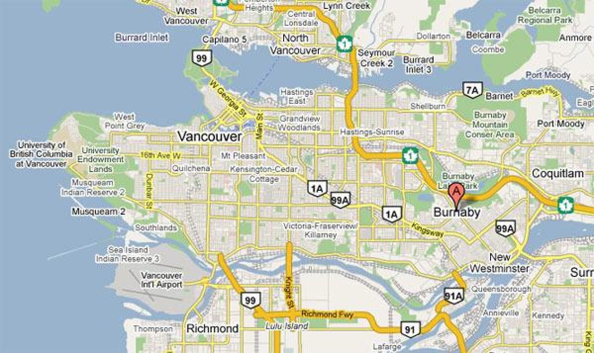 نقشه از برنابی ونکوور