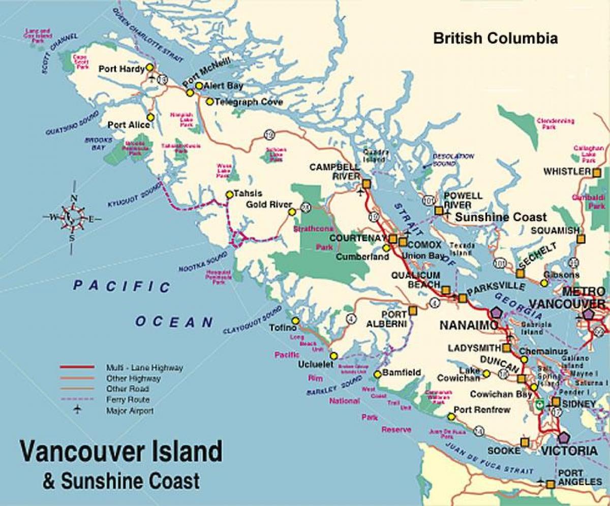 نقشه از جزیره ونکوور اردوگاه 