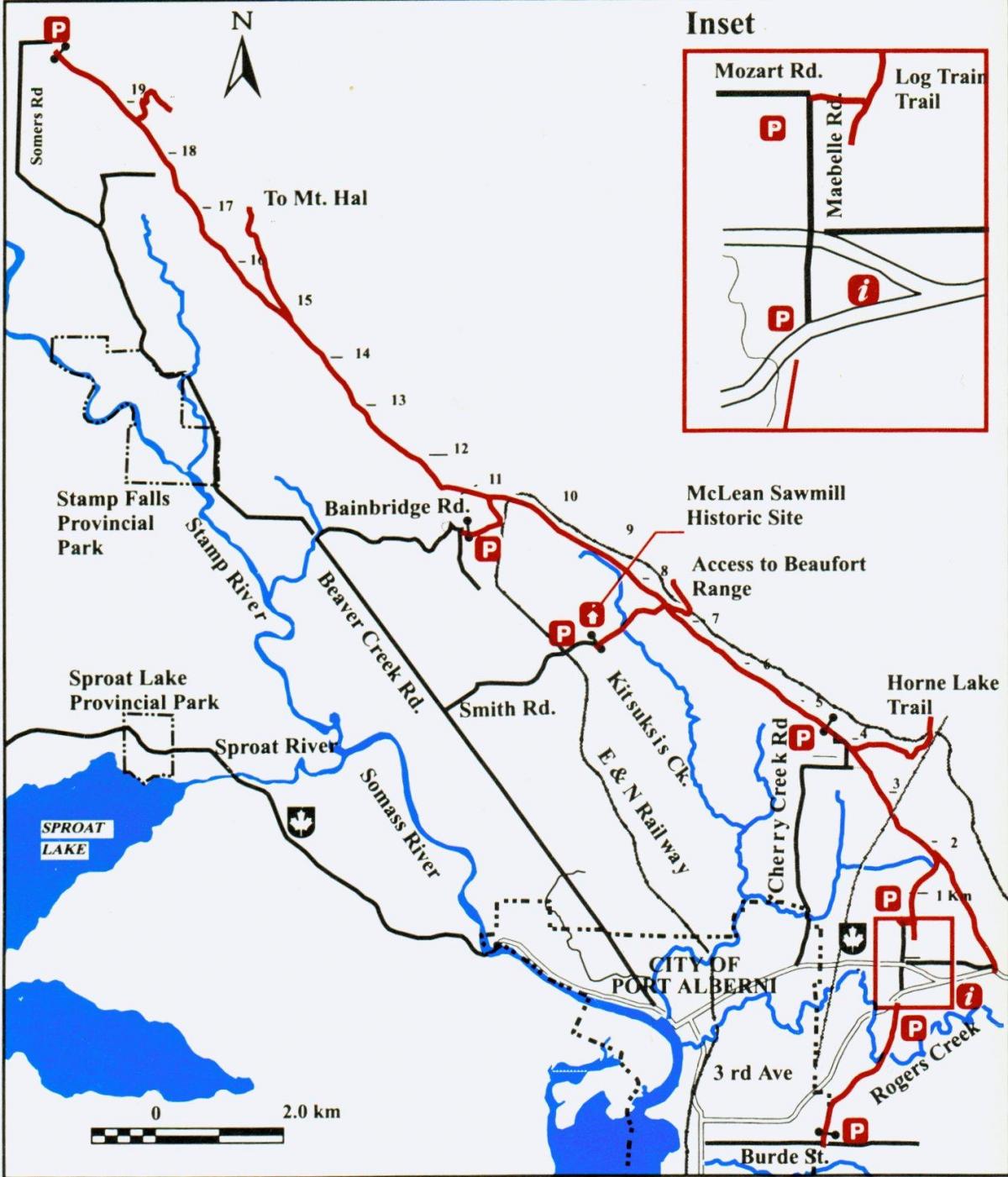 نقشه از جزیره ونکوور راه آهن