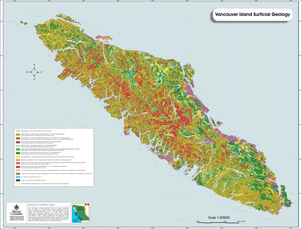 نقشه از جزیره ونکوور زمین شناسی