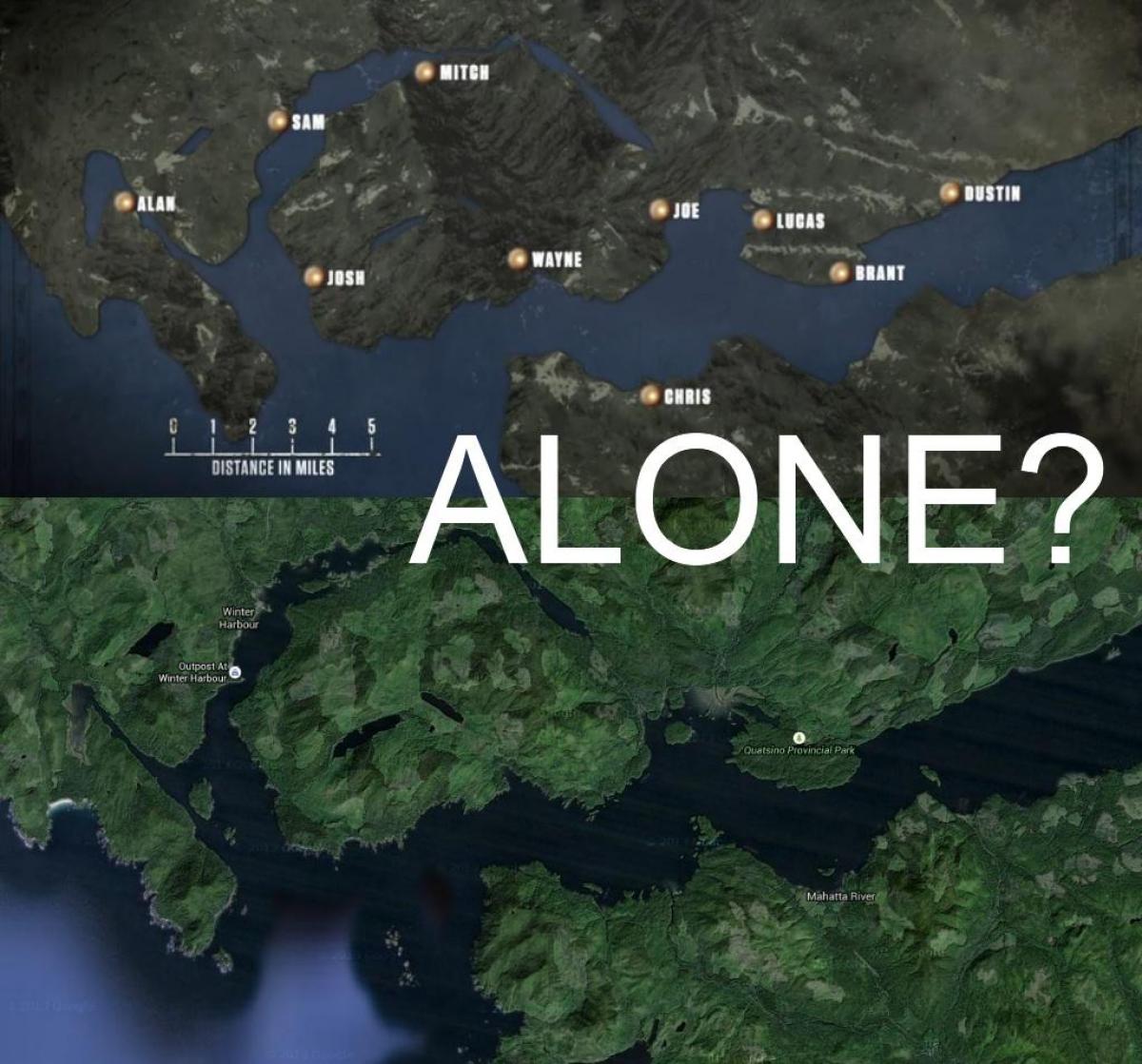 نقشه از جزیره ونکوور به تنهایی