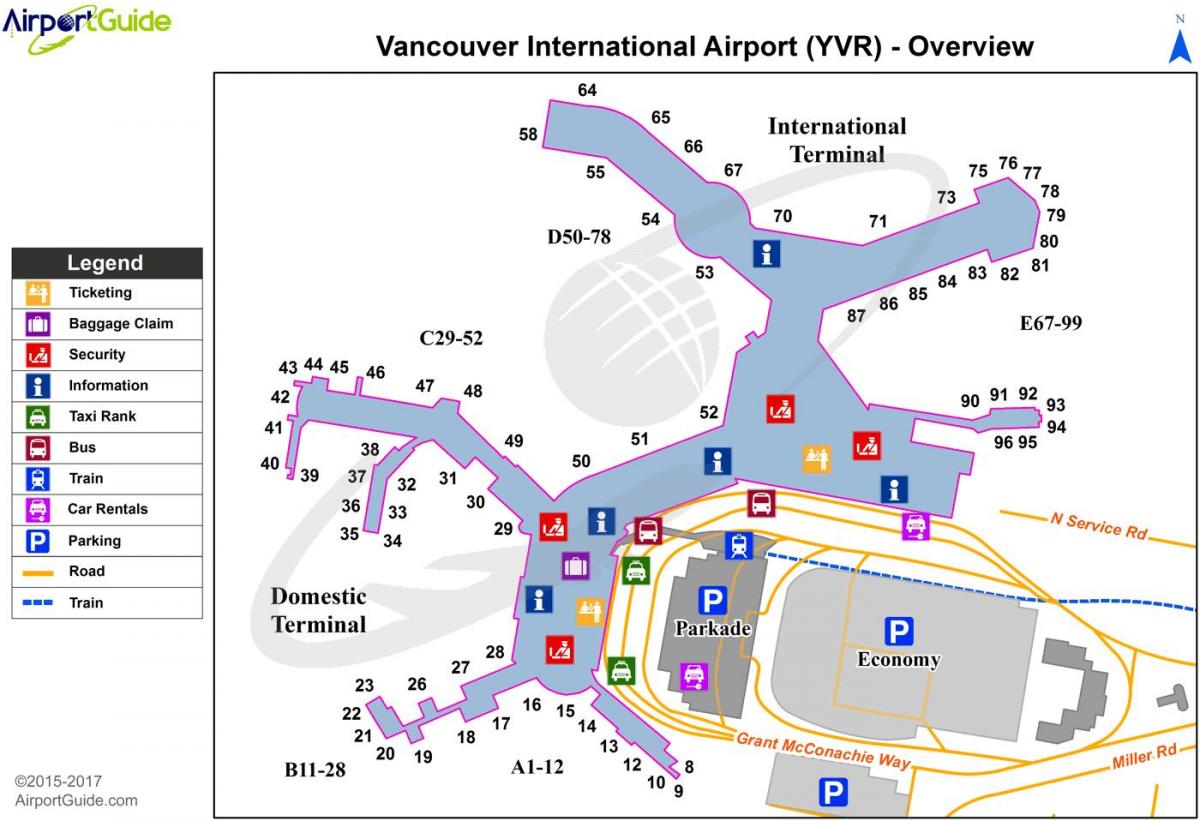 ونکوور فرودگاه خروج نقشه