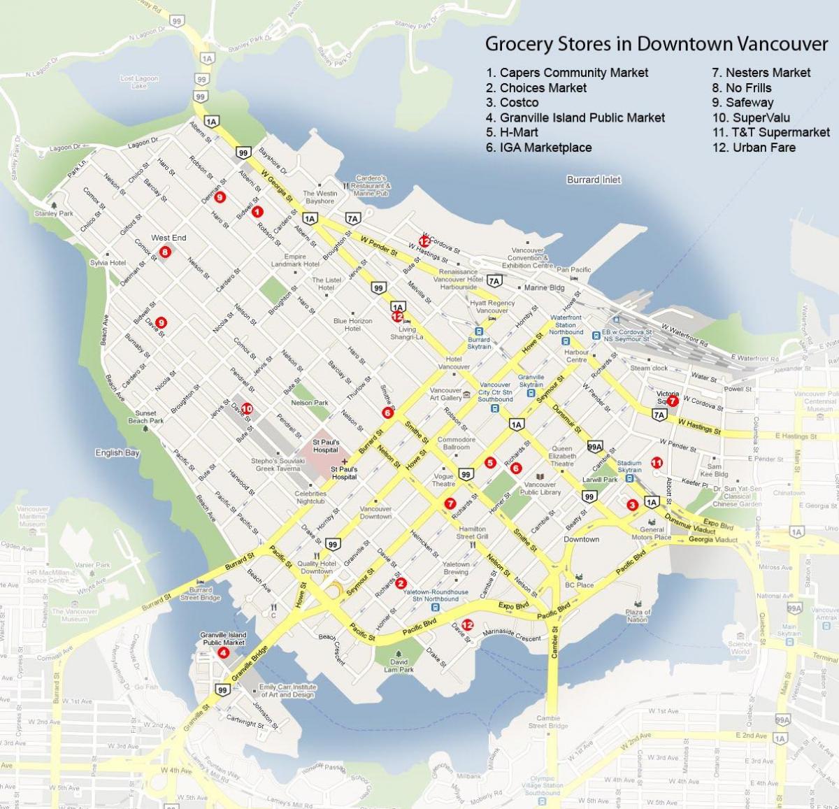 نقشه از فروشگاه ونکوور