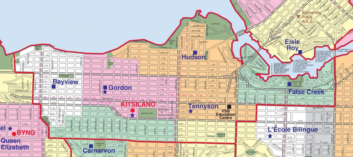ونکوور مدرسه منطقه مرزی نقشه