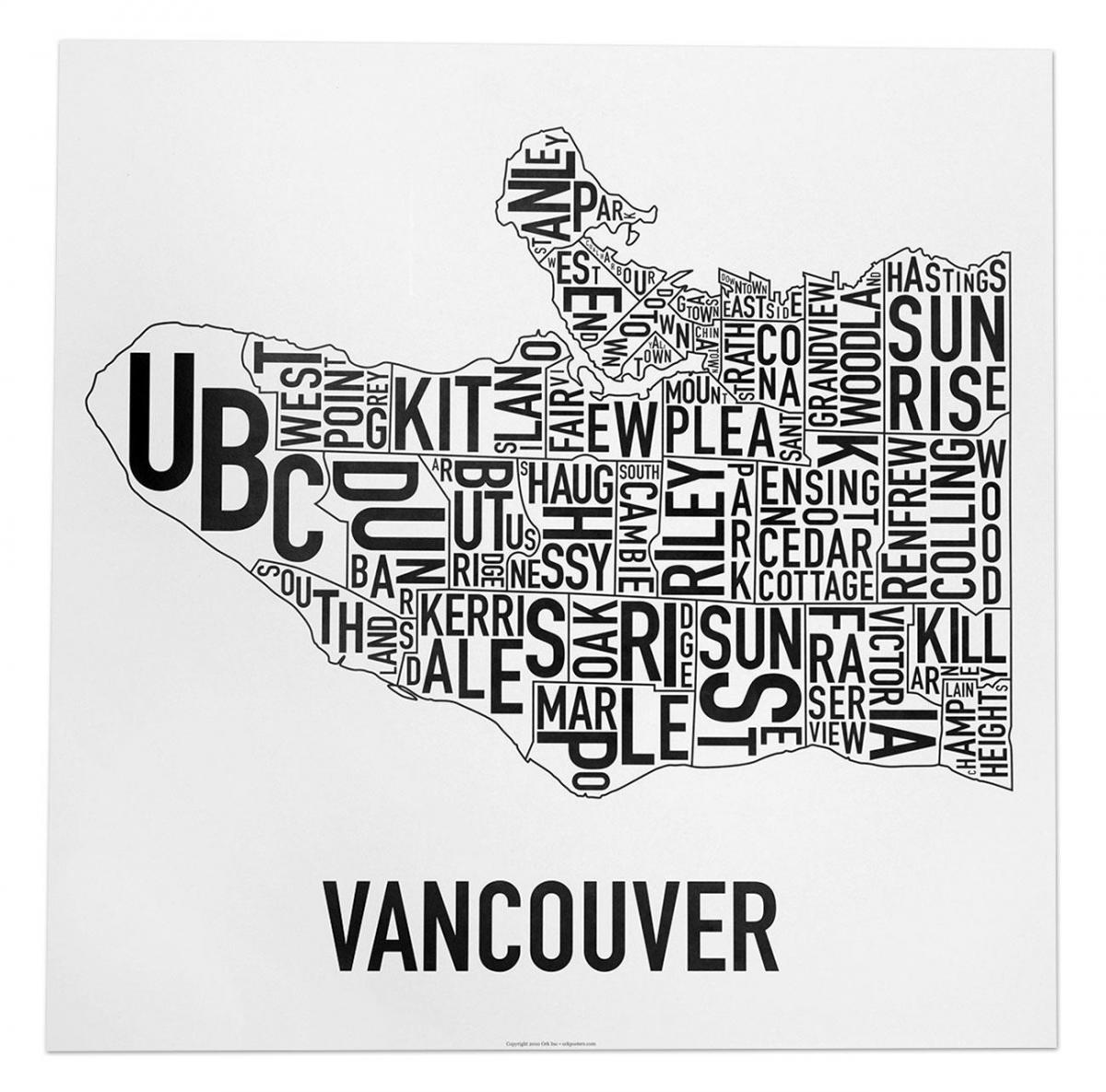 نقشه از ونکوور پوستر
