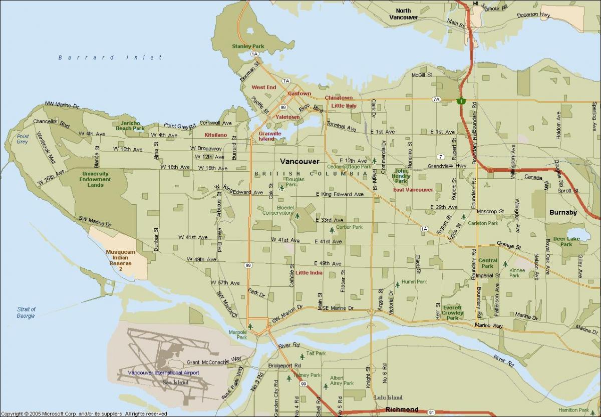 ونکوور نقشه محل