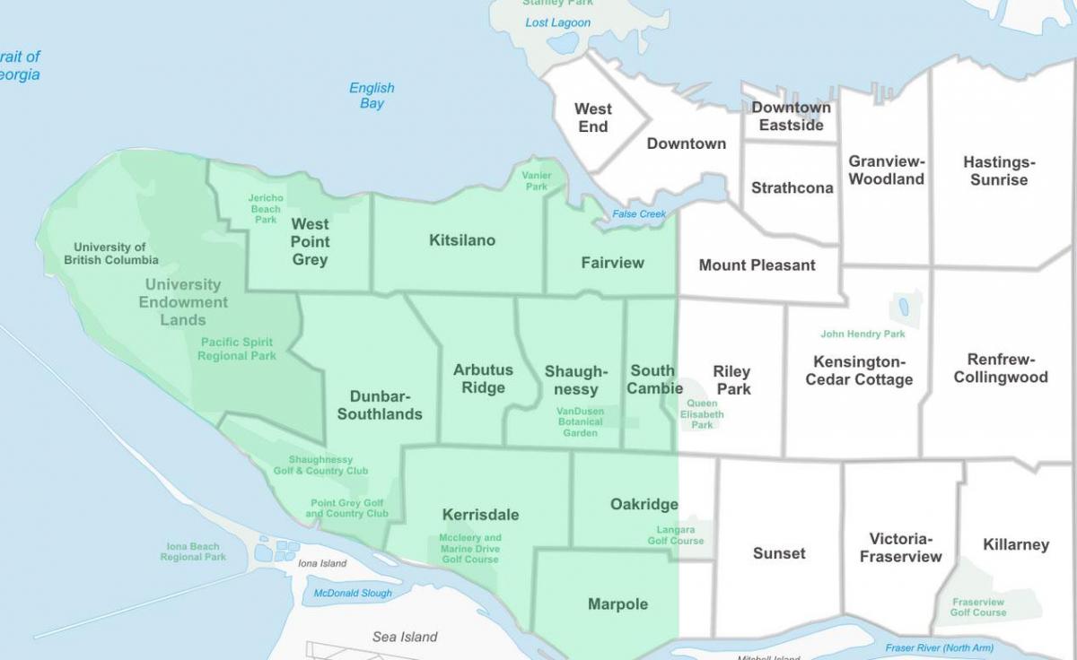 غرب ونکوور محله نقشه
