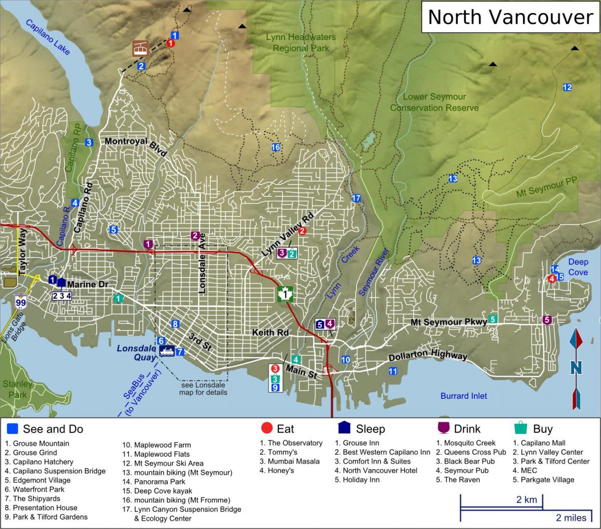 نقشه از ونکوور شمالی, bc