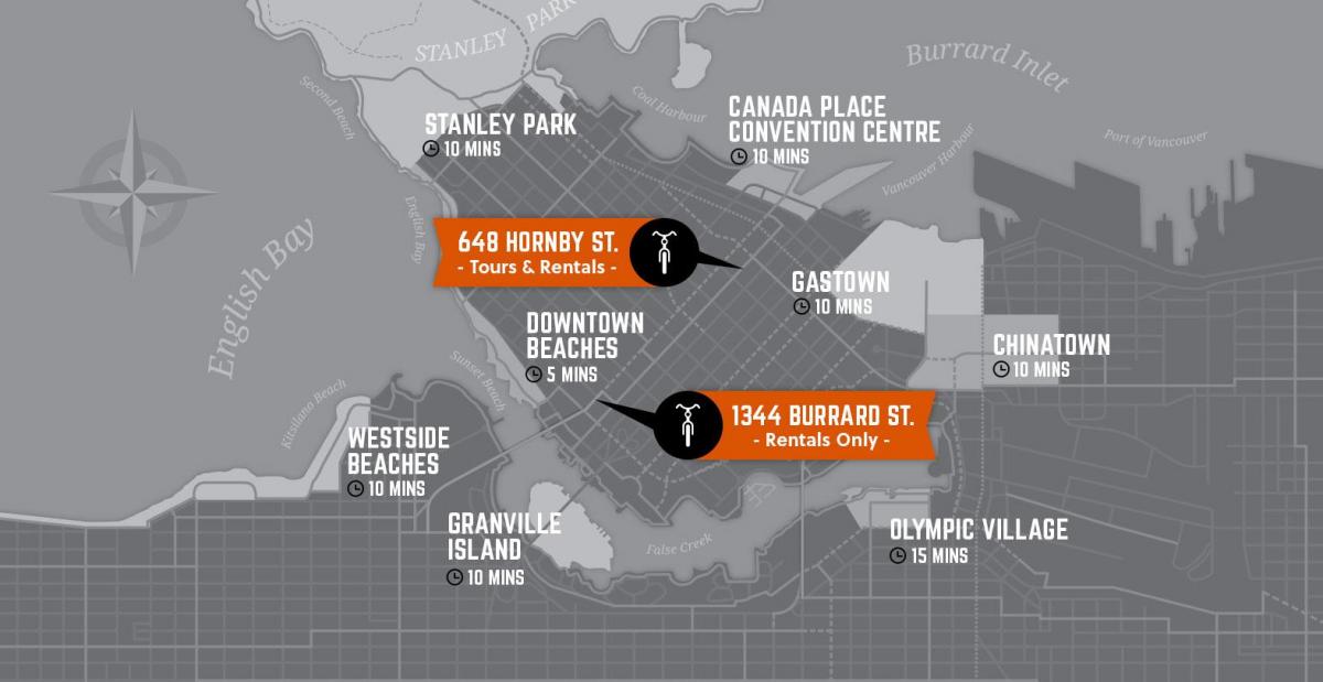 نقشه از چرخه و راهنمای جزیره ونکوور