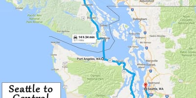 جزیره ونکوور نقشه فواصل رانندگی