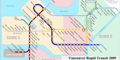 ونکوور skytrain نقشه منطقه